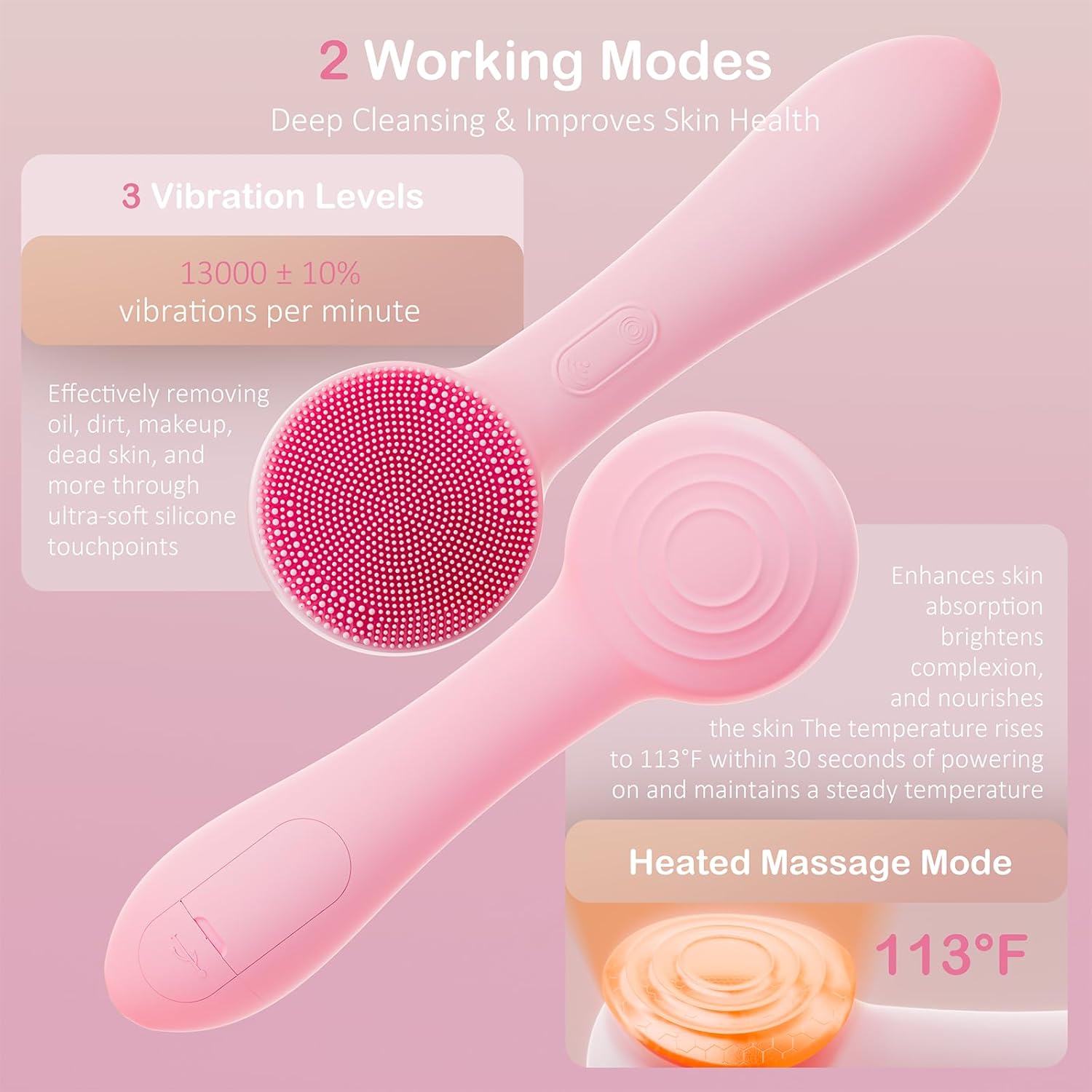 Facial Cleansing Brush Silicone Face Scrubber Waterproof