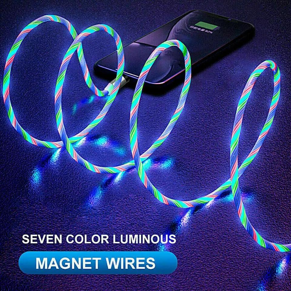 Magnetic LED Light Up USB Phone light up Charger Cord For iPhone
