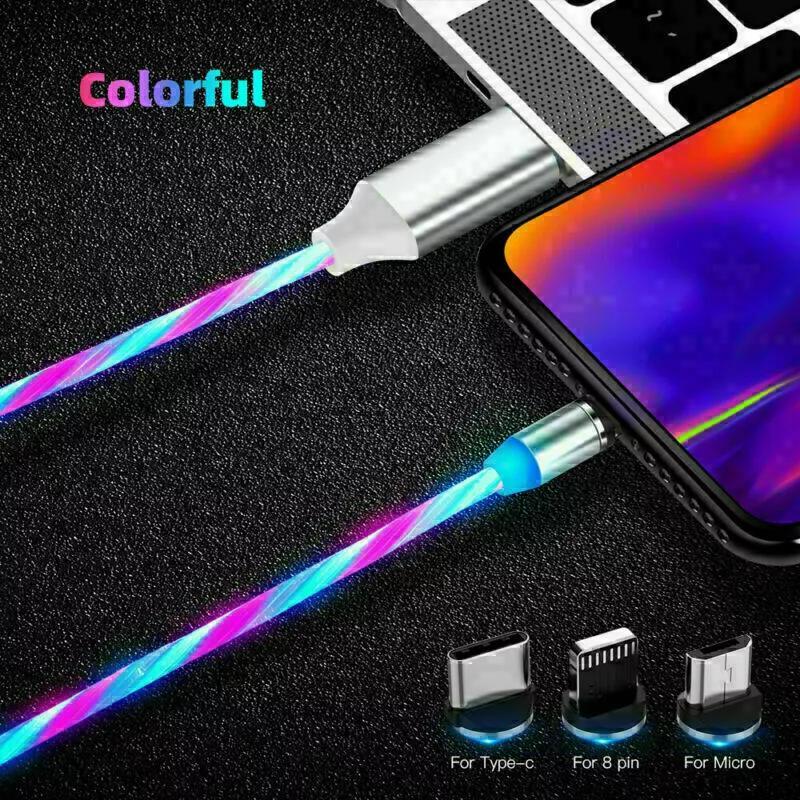 Magnetic LED Light Up USB Phone light up Charger Cord For iPhone