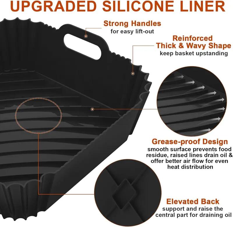 2 Pack Silicone Air Fryer Liners Square