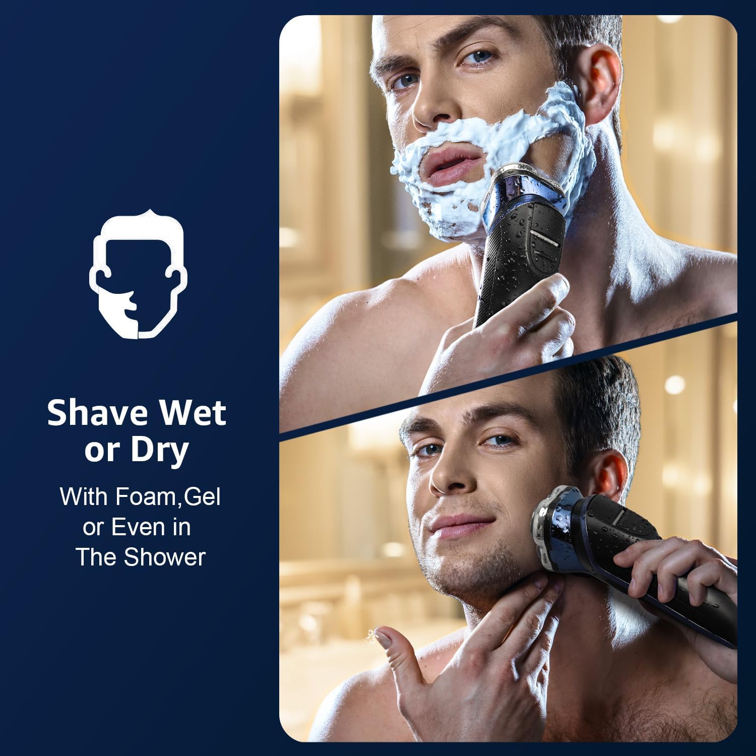 Rechargeable Electric Razor for Men: IPX6 Waterproof Shaver