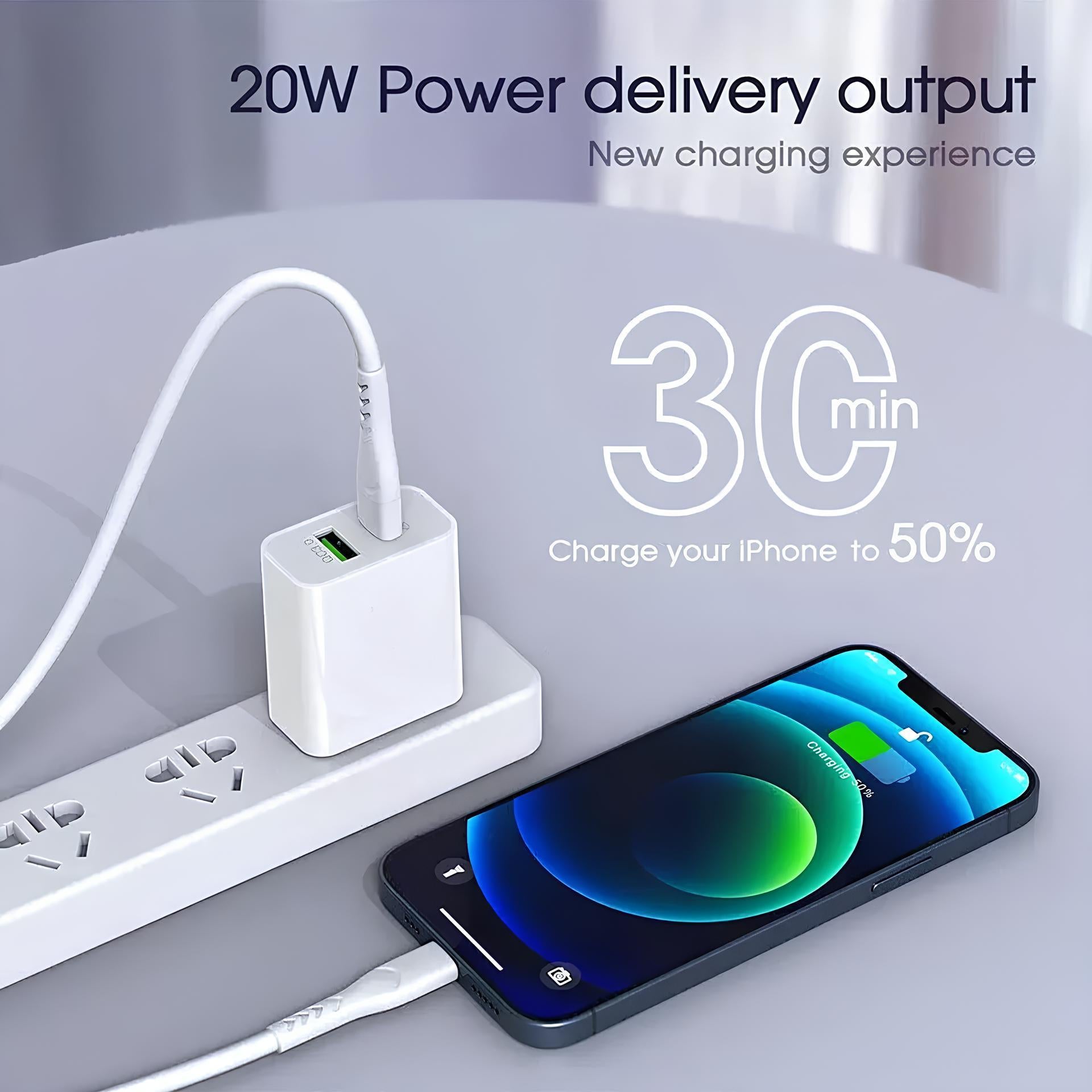 PD 20W Fast Charger USB-C Quick Charger for iPhone 14/13/12/11/XR/8