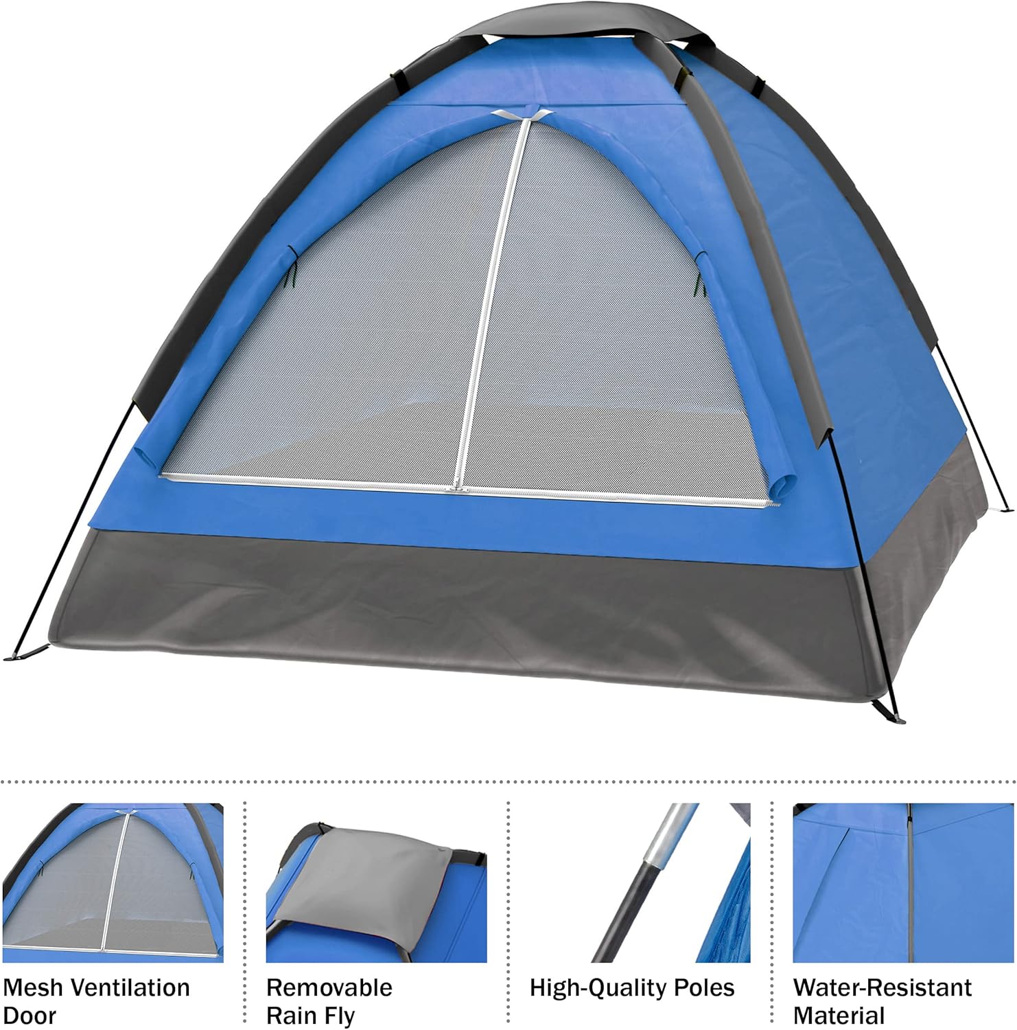2 Person Camping Tent with Rain Fly and Carrying Bag