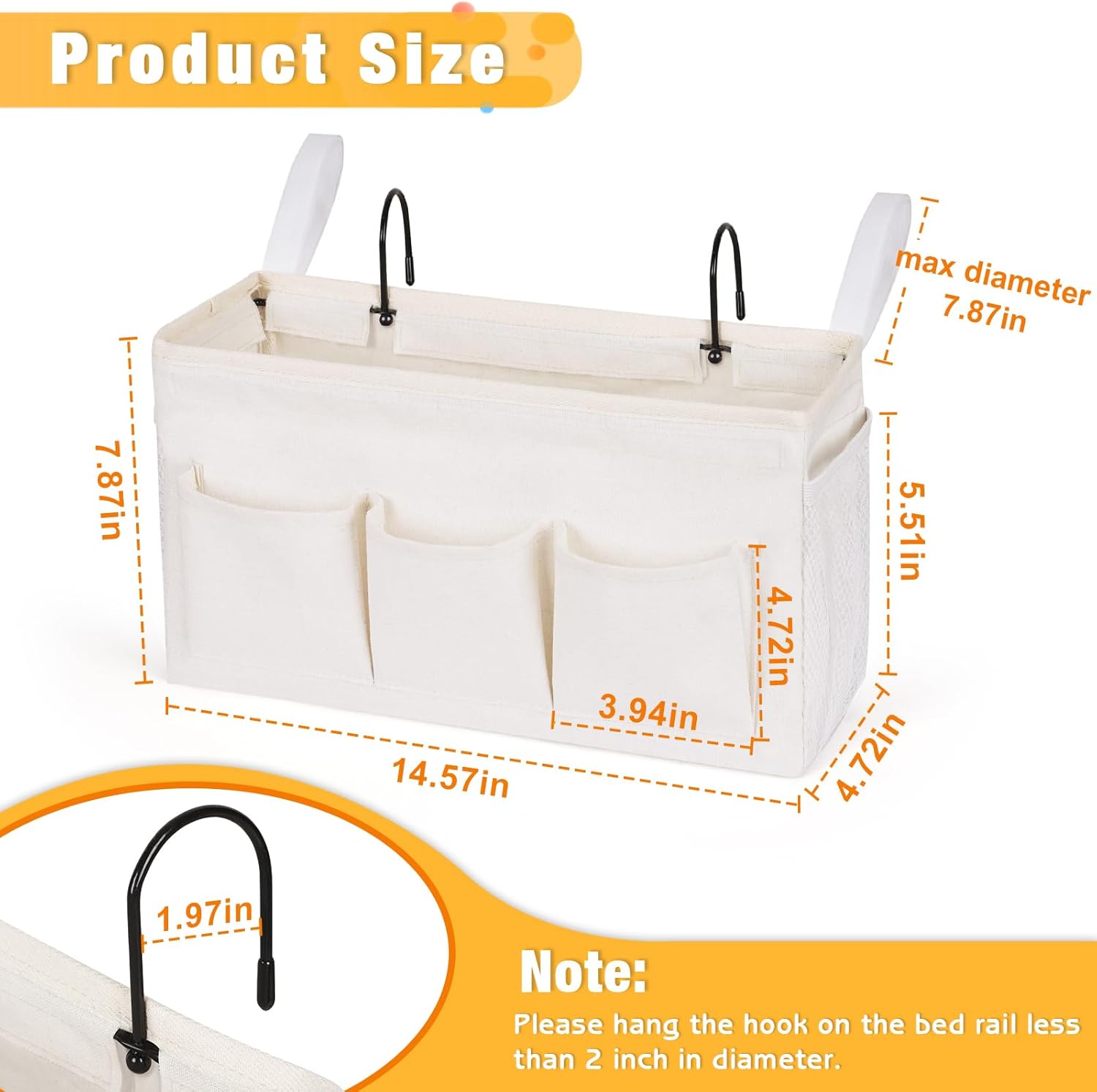 Zyler's Hanging Bedside Organizer Caddy