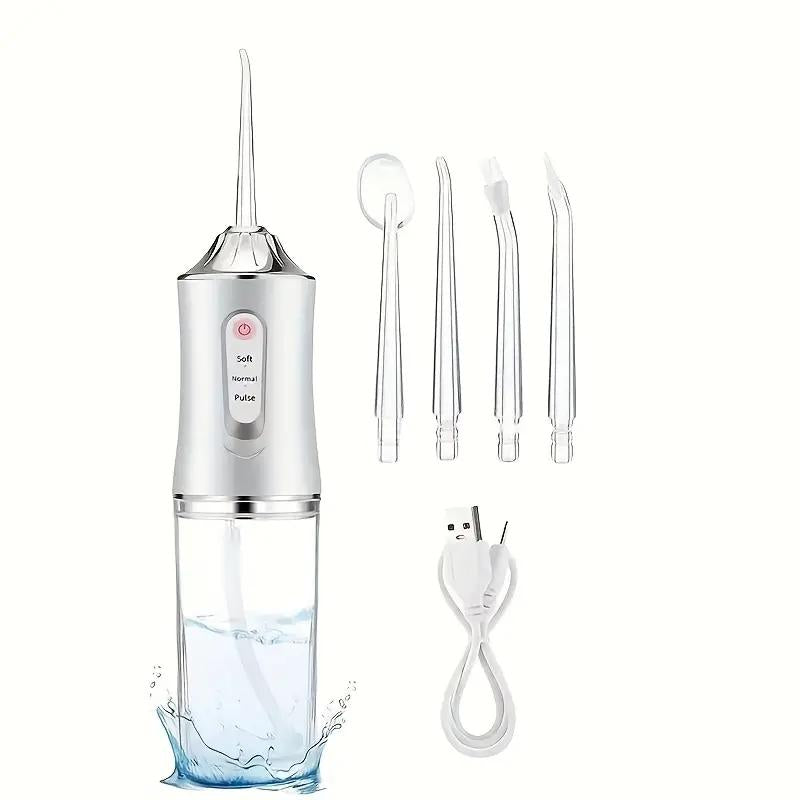 Rechargeable Electric Plaque Cleaner & Flosser with 4 Nozzles