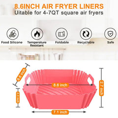2 Pack Silicone Air Fryer Liners Square