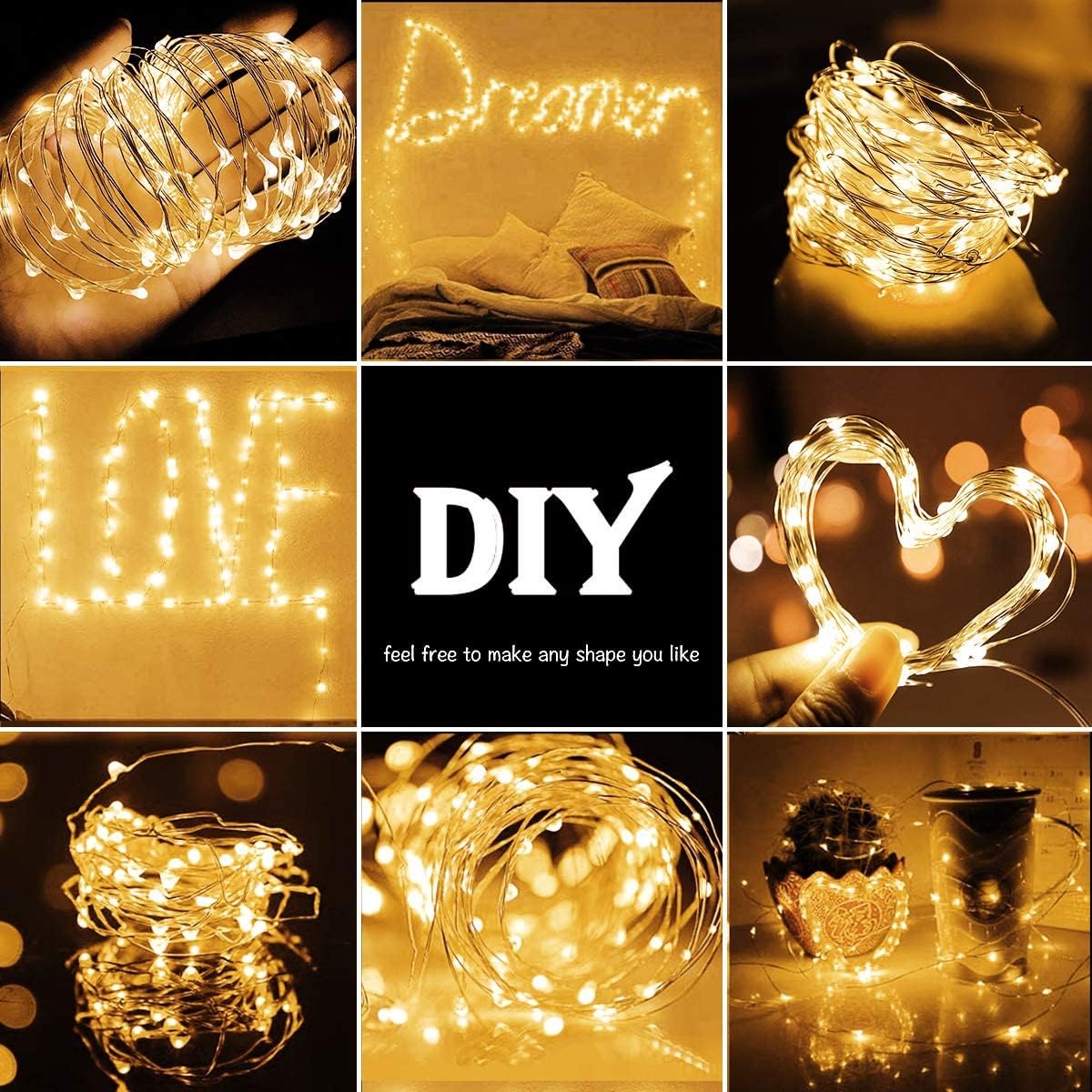 ZYLER 32.8ft USB-Powered Waterproof Copper Wire LED Fairy Light Strips - USB Charger Compatible, Outdoor Aesthetic Decorative Strips for Garden, Party Strips to Light Up Your Space