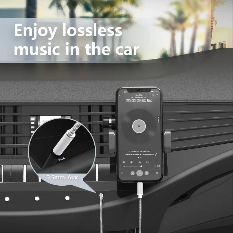 Lightning to AUX Auxiliary Input Cable - Nylon Braided 3.3ft Electronic Cord for iPhone 14/13/12/11/XR/X/8/7 Smartphone, Cellphone, Mobile Device, Plug-in Car Accessory for Stable Connection, 3.3Ft Car Reach, Car Stereo Hookup