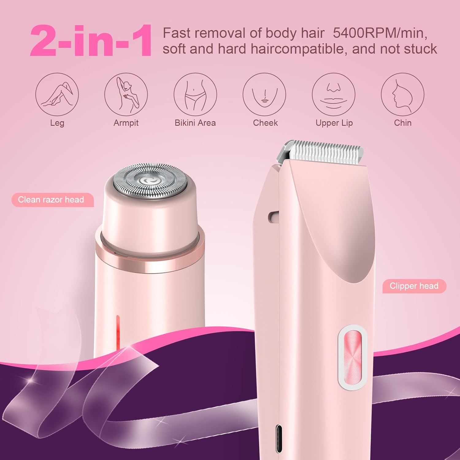 Dual Bikini Trimmer For Women | 2 in 1 Painless Electric Razors