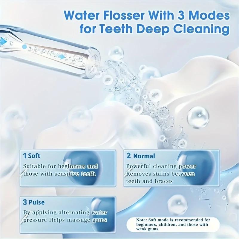 ZYLER New Dental Oral Irrigator, Portable Self Care Products for Adults, Rechargeable Plaque Remover with Batteries & 4 Nozzles for Daily Cleansing, Water Flosser
