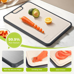 Titanium Cutting Boards for Kitchen, Cutting Board Double Sided Food Grade, Pure Titanium and Wheat Straw PP, Dishwasher Safe Easy to Clean Large Size 16”×11”