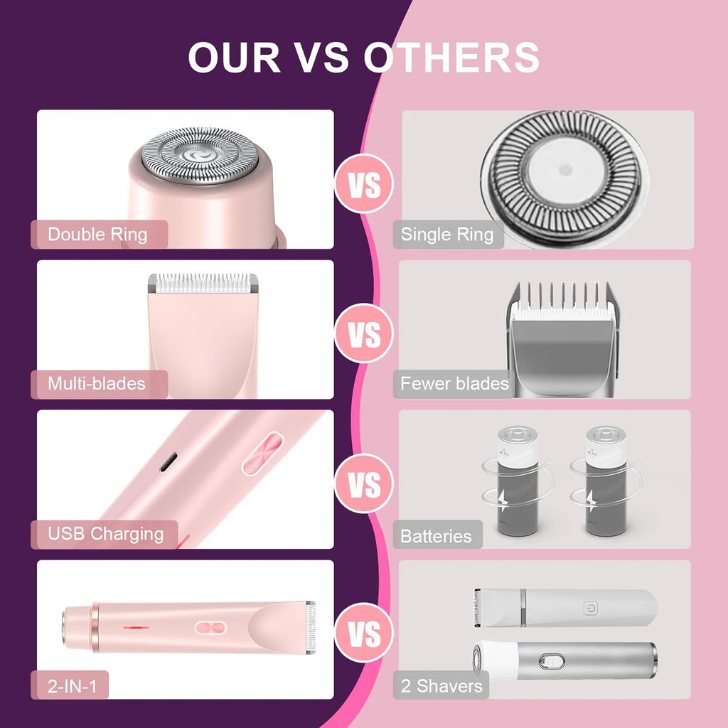 Dual Bikini Trimmer For Women | 2 in 1 Painless Electric Razors