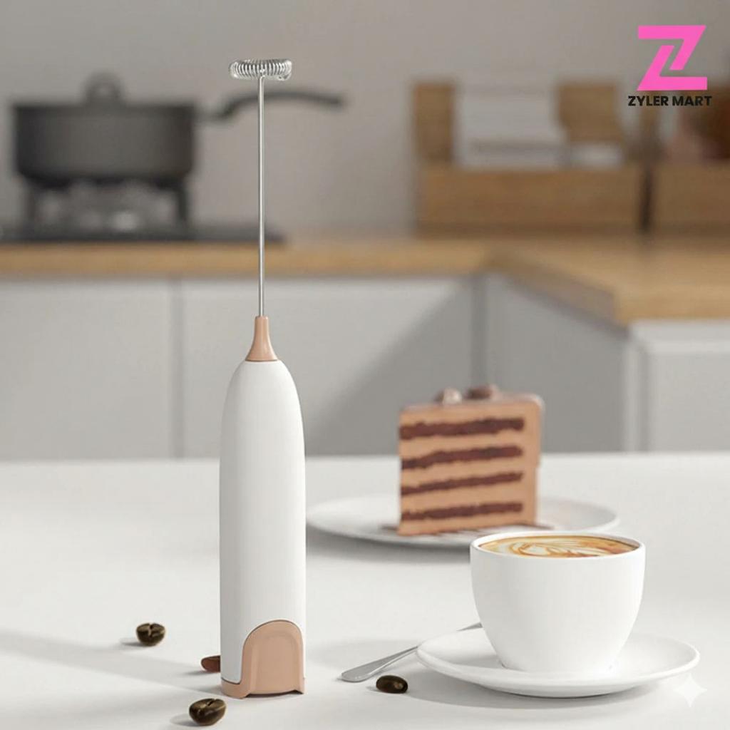 ZYLER Compact Battery-Operated Dual-Functionality Coffee Accessories - Mini Blender, Frother, Espresso Tool for Frothy Matcha, Bulletproof Foam, Ideal Father's Day Gift