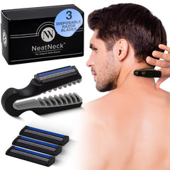 Precision Neck Shaver for Men and Women - Compact & Comfortable Grip with 3 Disposables Razor Blades - Smooth Shave for Harry Necks - Portable Design, Up to 30 Uses - Helps Sensitive Skin