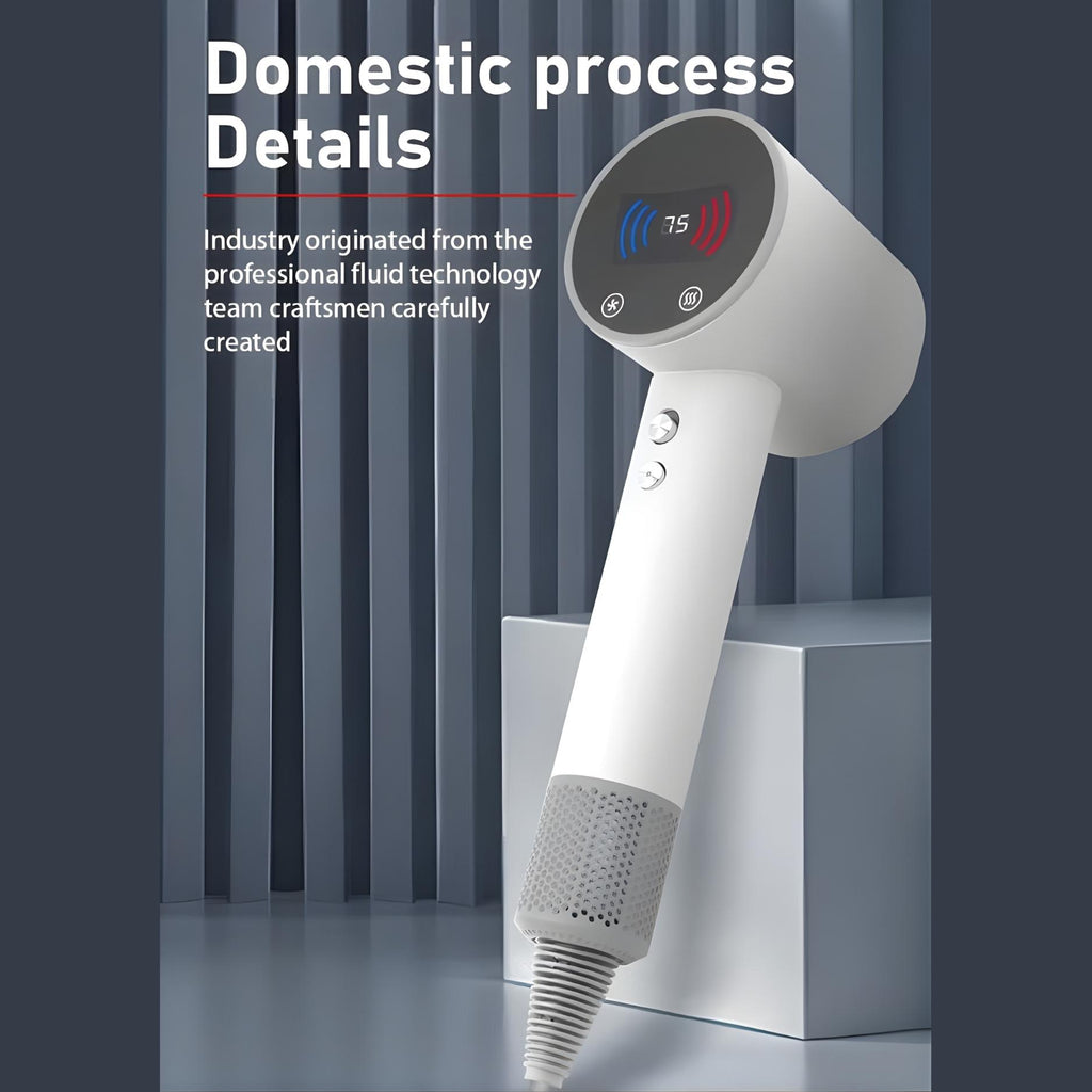 ZYLER Professional High-Speed Corded Plug Hair Dryer with Digital Display, ABS Body, 75 Settings, Detangling Multi-Styling for Curly Hair, 12 x 4.7 x 4.3 inches, Curling, Adjustable Speed, Customization