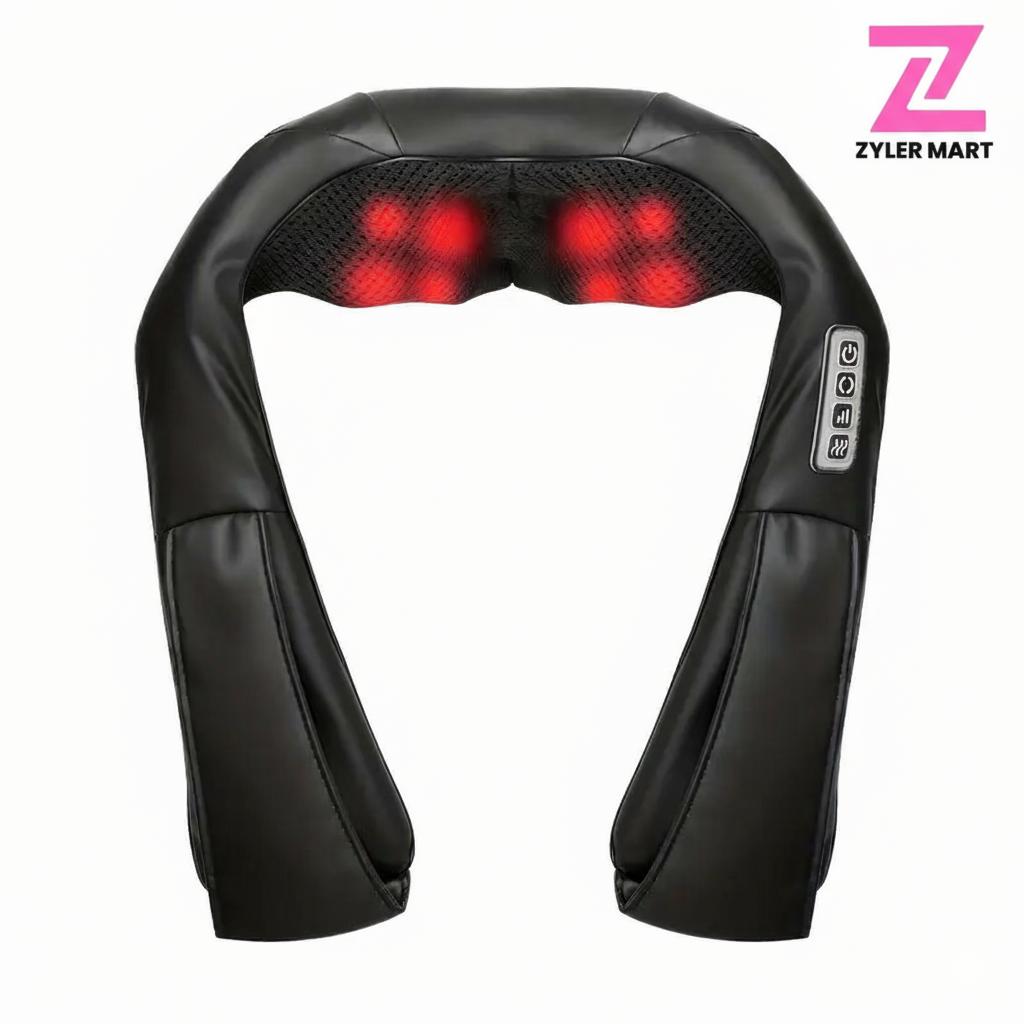 Deep Kneading Heat Massage Pillow with Neck Support - Plug-In, Plastic Shell, 110v-130v, 250g, Instant Massage Devices for Neck&Shoulder, Back&Leg Use, Pain Relief, Home Therapy, Home/Office Use, Adult Personal Care Relaxation Gift (US)