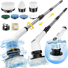7 Heads Electric Spin Scrubber Cordless Bath Tub Power Scrubber with Handle Household Appliances