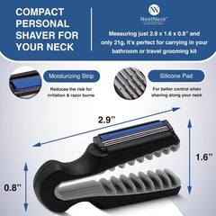 Precision Neck Shaver for Men and Women - Compact & Comfortable Grip with 3 Disposables Razor Blades - Smooth Shave for Harry Necks - Portable Design, Up to 30 Uses - Helps Sensitive Skin