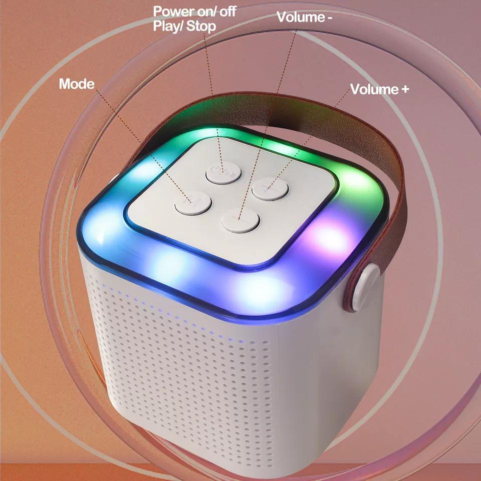Kids Mini Karaoke Machine With 2 Wireless Microphone Portable Bluetooth Speaker Audio Birthday Charging Rechargeable