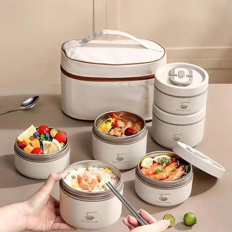 4-Tier Stainless Steel Lunch Box with High Capacity – Includes Insulated & Portable Carry Bag, Ideal for Office, School & Camping. Leakproof, Reusable, and Comes with Bag & Lid.