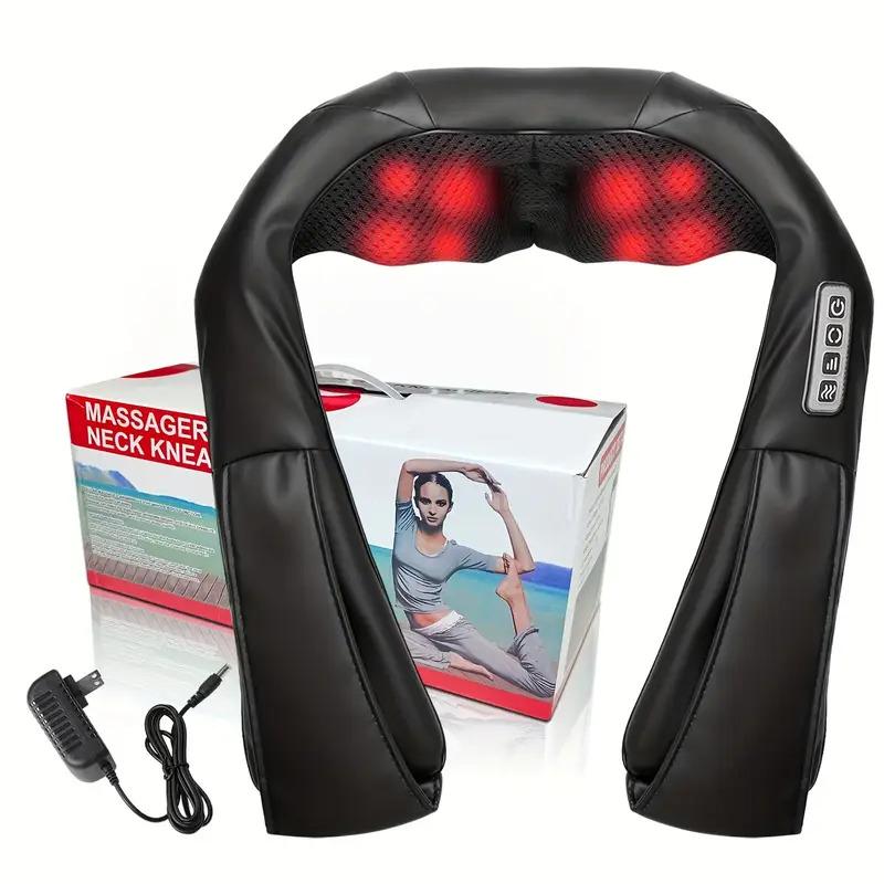 Deep Kneading Heat Massage Pillow with Neck Support - Plug-In, Plastic Shell, 110v-130v, 250g, Instant Massage Devices for Neck&Shoulder, Back&Leg Use, Pain Relief, Home Therapy, Home/Office Use, Adult Personal Care Relaxation Gift (US)