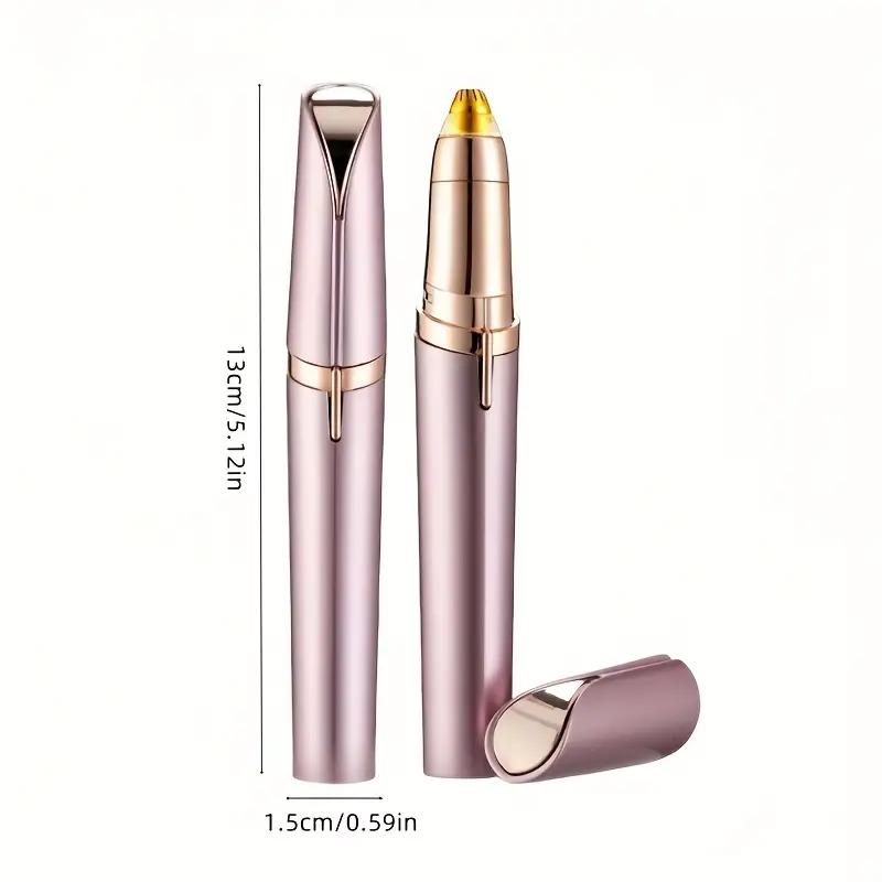ZYLER Women's USB-Powered Electric Eyebrow Trimmer - ABS Plastic Pain-Free Pen with LED Light, Stainless Steel Multi-Functional Hair Remover for Eyebrows/Nose/Lips, Compact Metallic Beauty Tool with Storage for At-Home Brows Grooming, Hair Removal