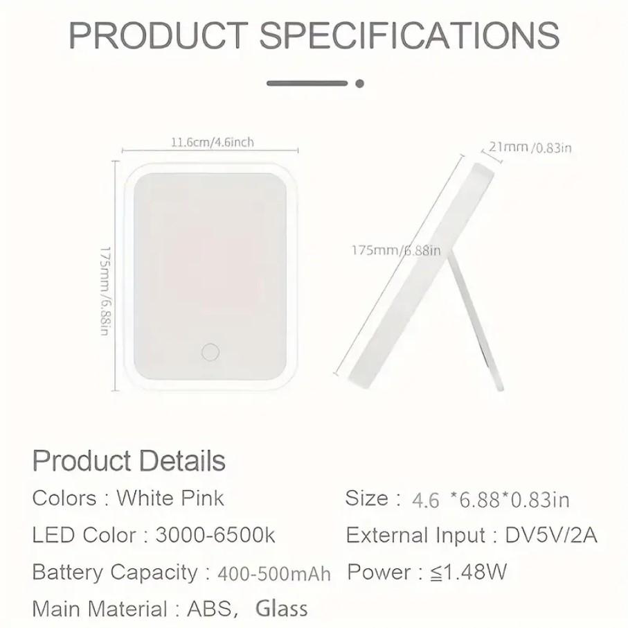 5X Magnification LED Compact Travel Makeup Mirror with Light for Purse