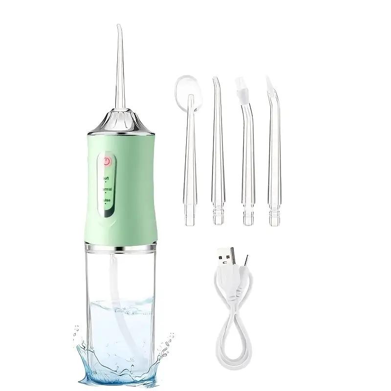 Rechargeable Electric Plaque Cleaner & Flosser with 4 Nozzles