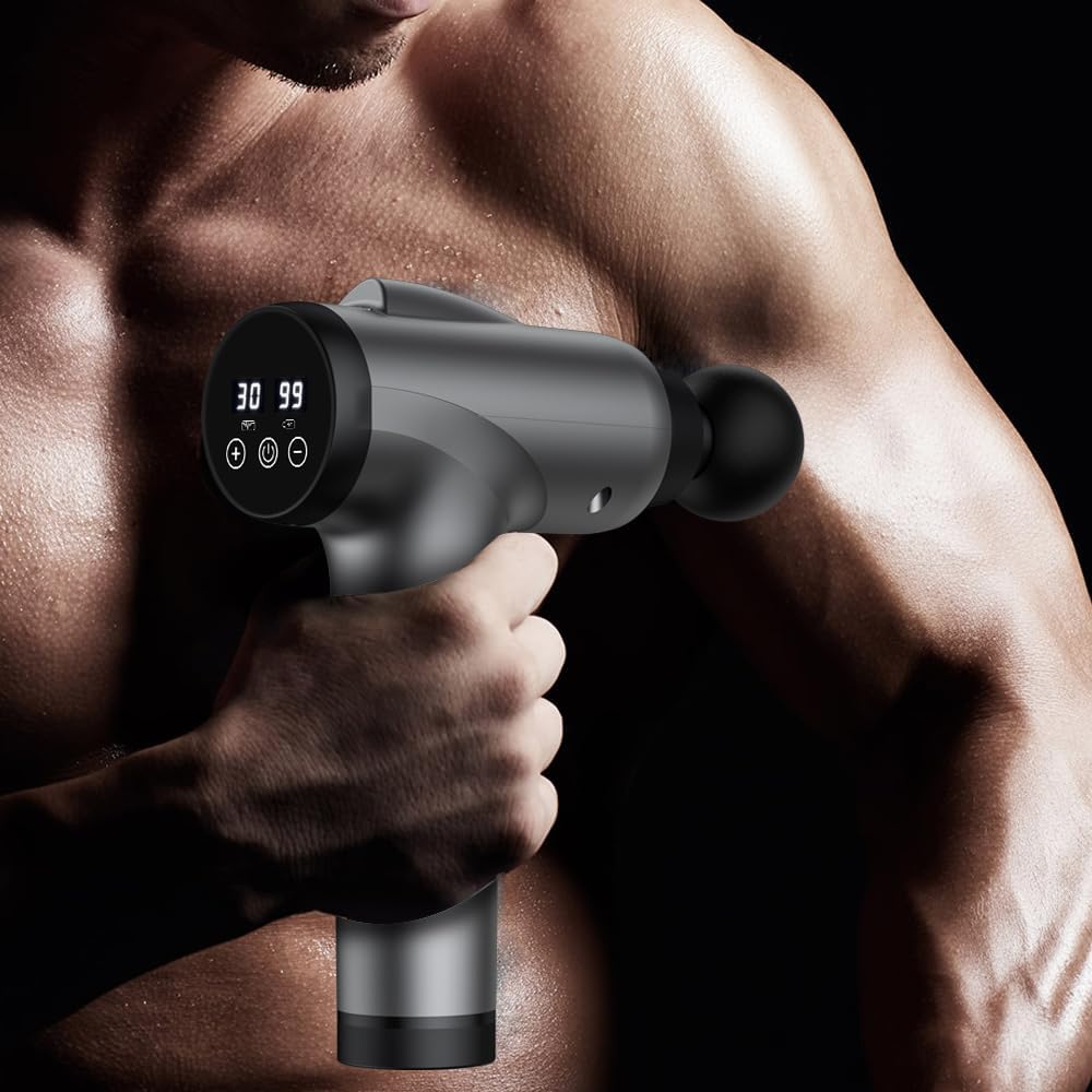 Adjustable Handheld Fascia Massager Gun, Muscle Massager, High Intensity Percussion Massage Device for Pain Relief Comfort