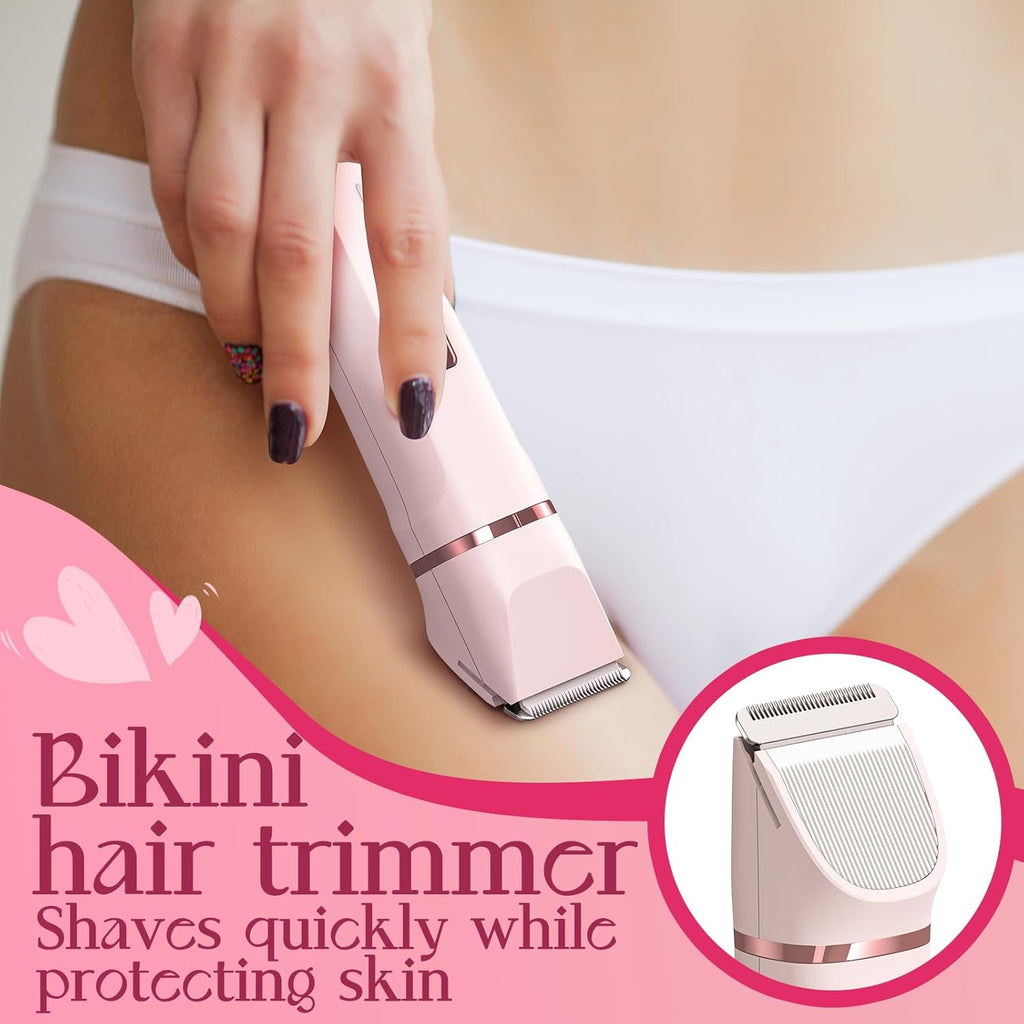2-in-1 Bikini Trimmer for Women – Painless Electric Razor with Ceramic Blade, IPX7 Waterproof & 90-Min Battery