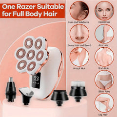 Electric Razors for Women, 5 in 1 Electric Shaver for Women, Cordless Painless Hair Remover for Legs Bikini Face Lips Hairs
