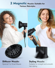 Negative Ionic Blow High Speed Hair Dryer - Adjusts Humidity Level, Low Noise, 1500W, 110V-120V, Plastic Construction