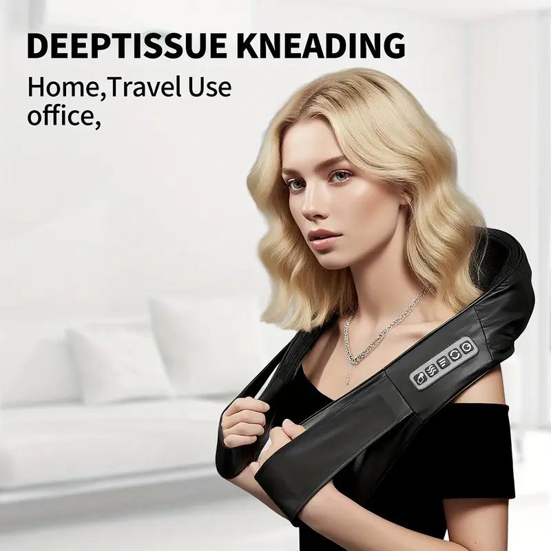 Deep Kneading Heat Massage Pillow with Neck Support - Plug-In, Plastic Shell, 110v-130v, 250g, Instant Massage Devices for Neck&Shoulder, Back&Leg Use, Pain Relief, Home Therapy, Home/Office Use, Adult Personal Care Relaxation Gift (US)