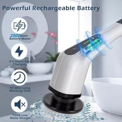 7 Heads Electric Spin Scrubber Cordless Bath Tub Power Scrubber with Handle Household Appliances