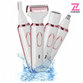 ZYLER 4-in-1 Rechargeable Electric Lady Shaver Razor Trimmer Beauty Kit - Stainless Steel 4-Blade, Waterproof, Portable, Flawless Grooming for Facial, Bikini Areas, Rechargeable Battery, 4 In 1 Trimmer Heads