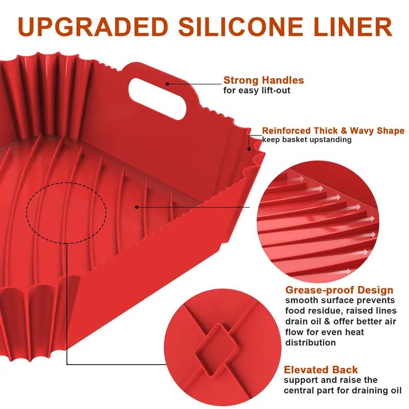 2 Pack Silicone Air Fryer Liners Square