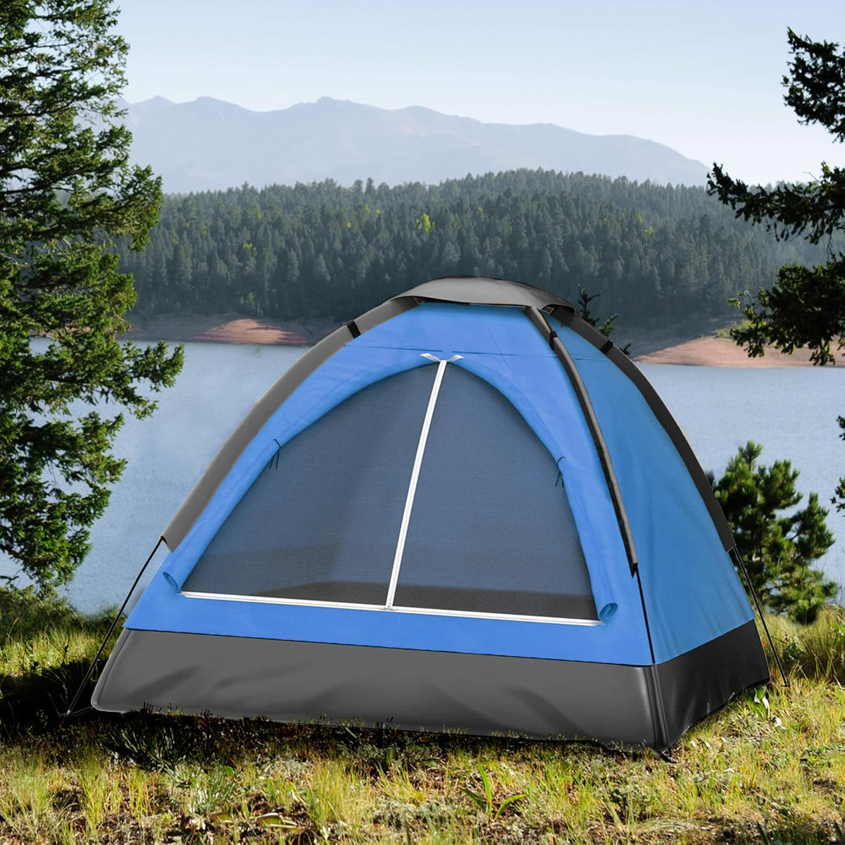 ZYLER Freestanding 2-Person Polyester Camping Tent - Waterproof Windproof Shelter, Wear-Resistant, Breathable, Bug Free, Dual-Layer, 2.75lbs, Compact, Easy-Setup with Rain Fly, Carrying Bag for Backpacking, Hiking