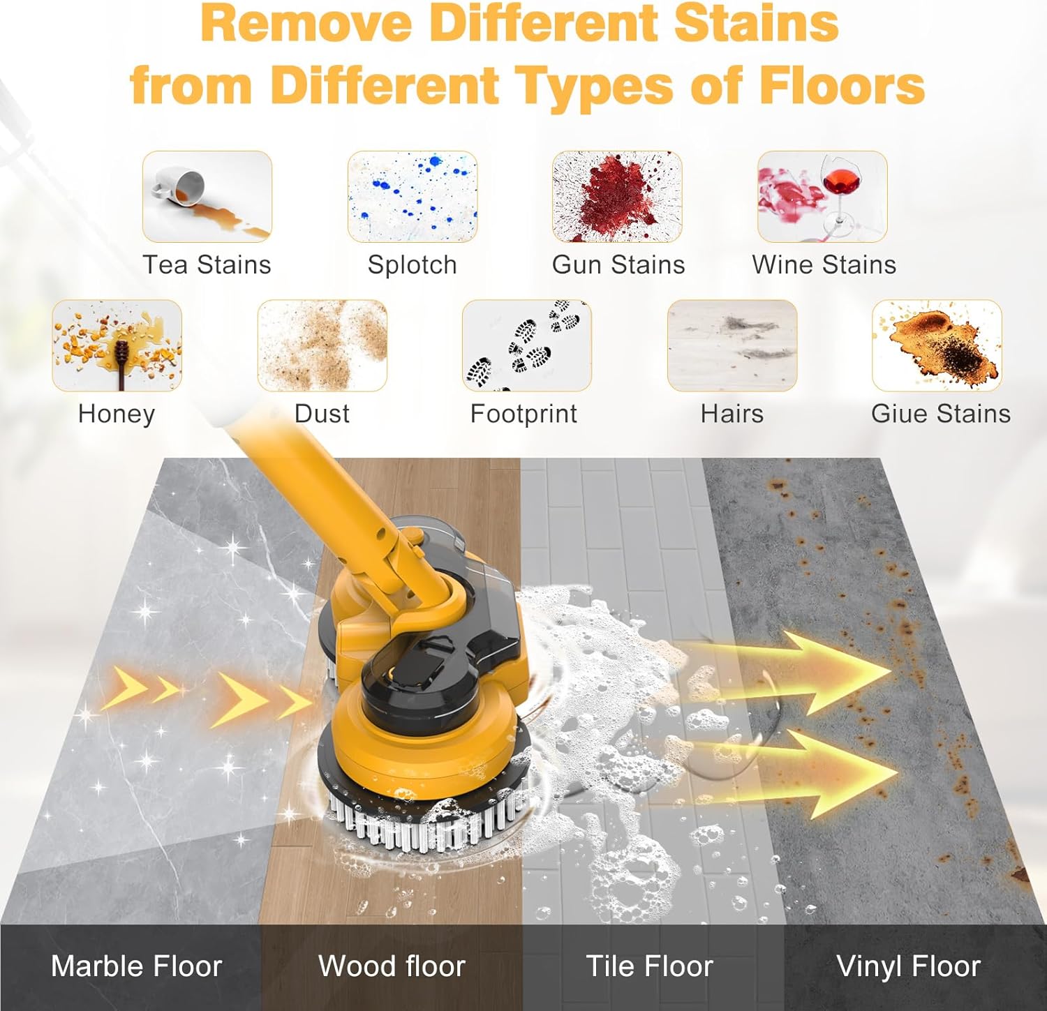 ZYLER 20V Cordless Multifunction Electric Mop, 2-in-1 Spin Mop & Floor Scrubber with LED Light, Water Spray, 800 RPM, Adjustable Handle, Durable Portable Cleaner for Hardwood, Tile, Vinyl (30kg Load Capacity, LED Display)