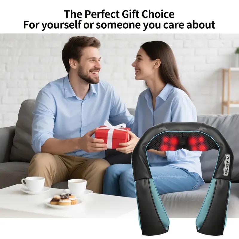 Deep Kneading Heat Massage Pillow with Neck Support - Plug-In, Plastic Shell, 110v-130v, 250g, Instant Massage Devices for Neck&Shoulder, Back&Leg Use, Pain Relief, Home Therapy, Home/Office Use, Adult Personal Care Relaxation Gift (US)
