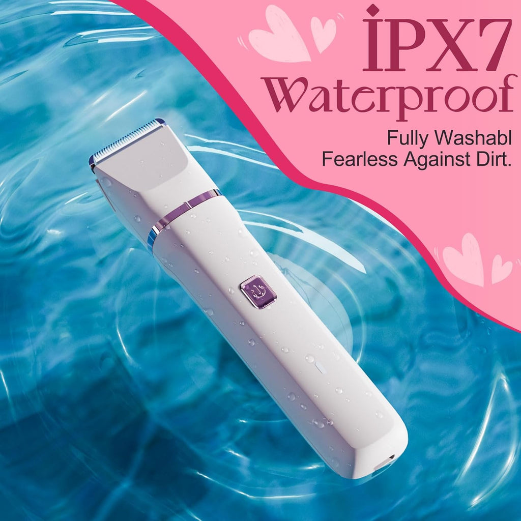 2-in-1 Bikini Trimmer for Women – Painless Electric Razor with Ceramic Blade, IPX7 Waterproof & 90-Min Battery