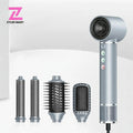 ZYLER 5-in-1 Multi-Styling Hair Brush - 110-220V Plug-Powered ABS Beauty Appliance, Detangling Tool with 4 Interchangeable Attachments for Curling, All Hair Type Styling Needs (for Adults)