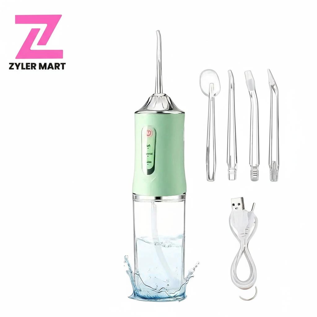 ZYLER New Dental Oral Irrigator, Portable Self Care Products for Adults, Rechargeable Plaque Remover with Batteries & 4 Nozzles for Daily Cleansing, Water Flosser