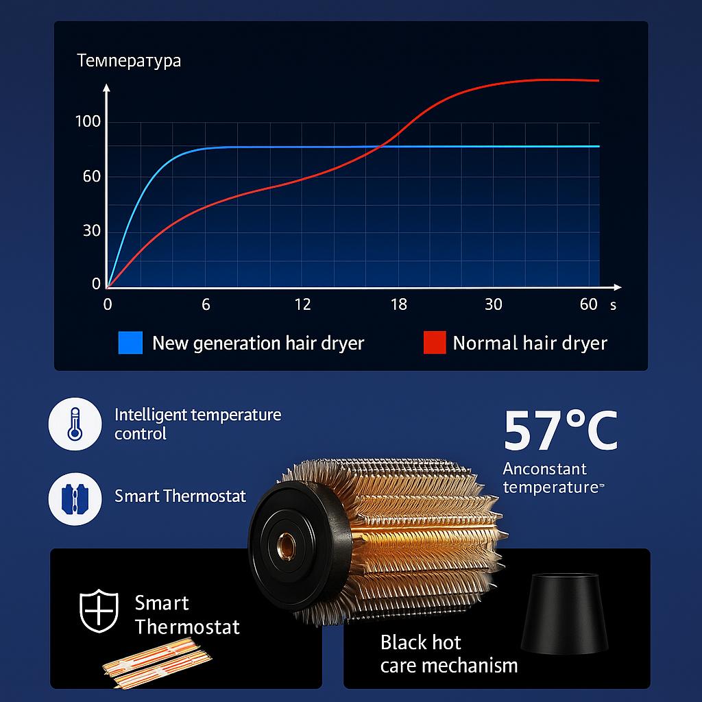 ZYLER 1800W Professional Powerful Hair Dryer - T-Type Mini Dual-Use Ionized 2-in-1 Blow Dryer, Foldable Handle, Fast Drying, Heating & Cooling Strong Wind for Household Personal Care Appliance Use, Dual-Use Hair Dryers