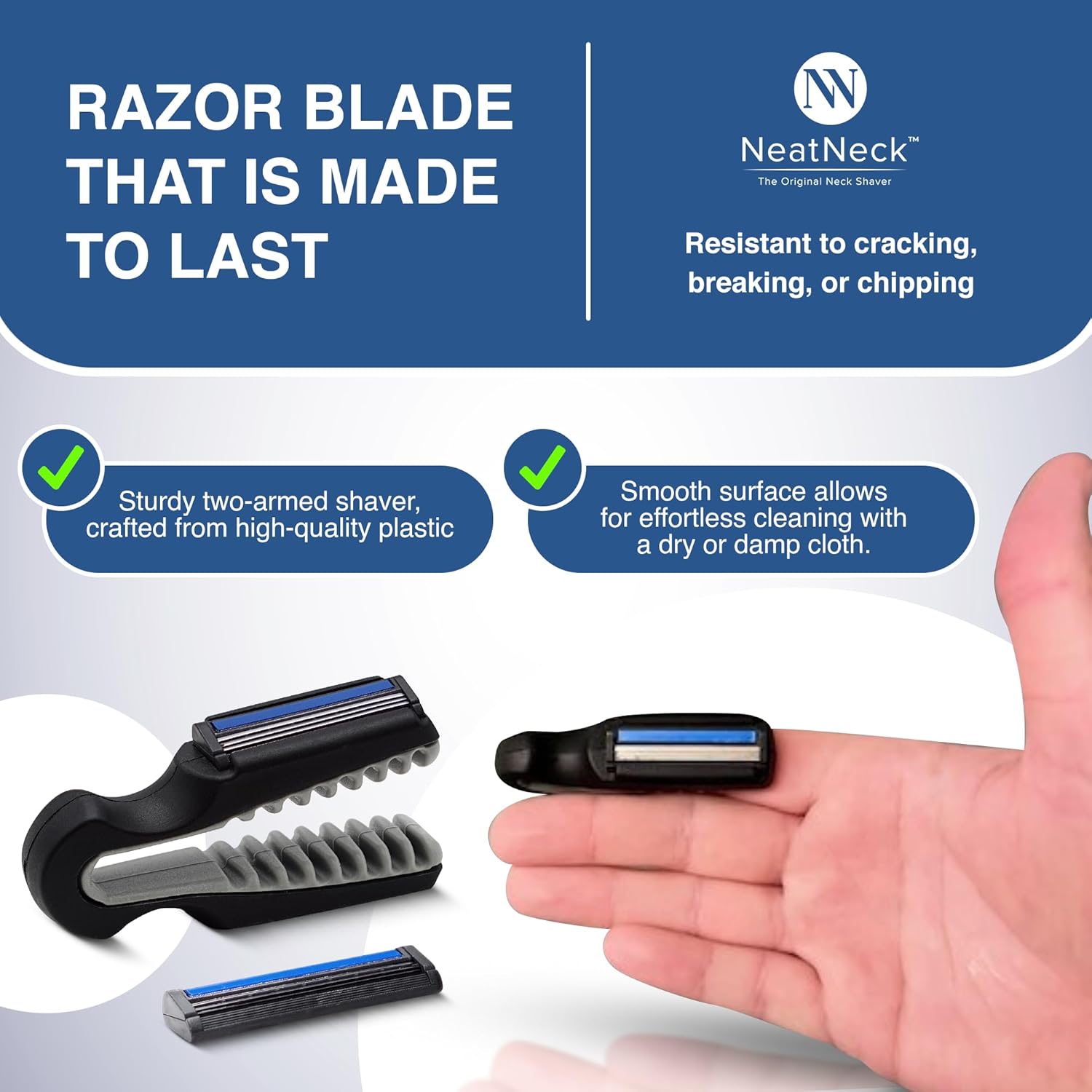 Precision Neck Shaver for Men and Women - Compact & Comfortable Grip with 3 Disposables Razor Blades - Smooth Shave for Harry Necks - Portable Design, Up to 30 Uses - Helps Sensitive Skin