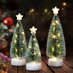 Simulation Christmas Tree Set with Led Copper Wire Lights - 1set 3pcs - Indoor Home Decorations Magical Ornaments