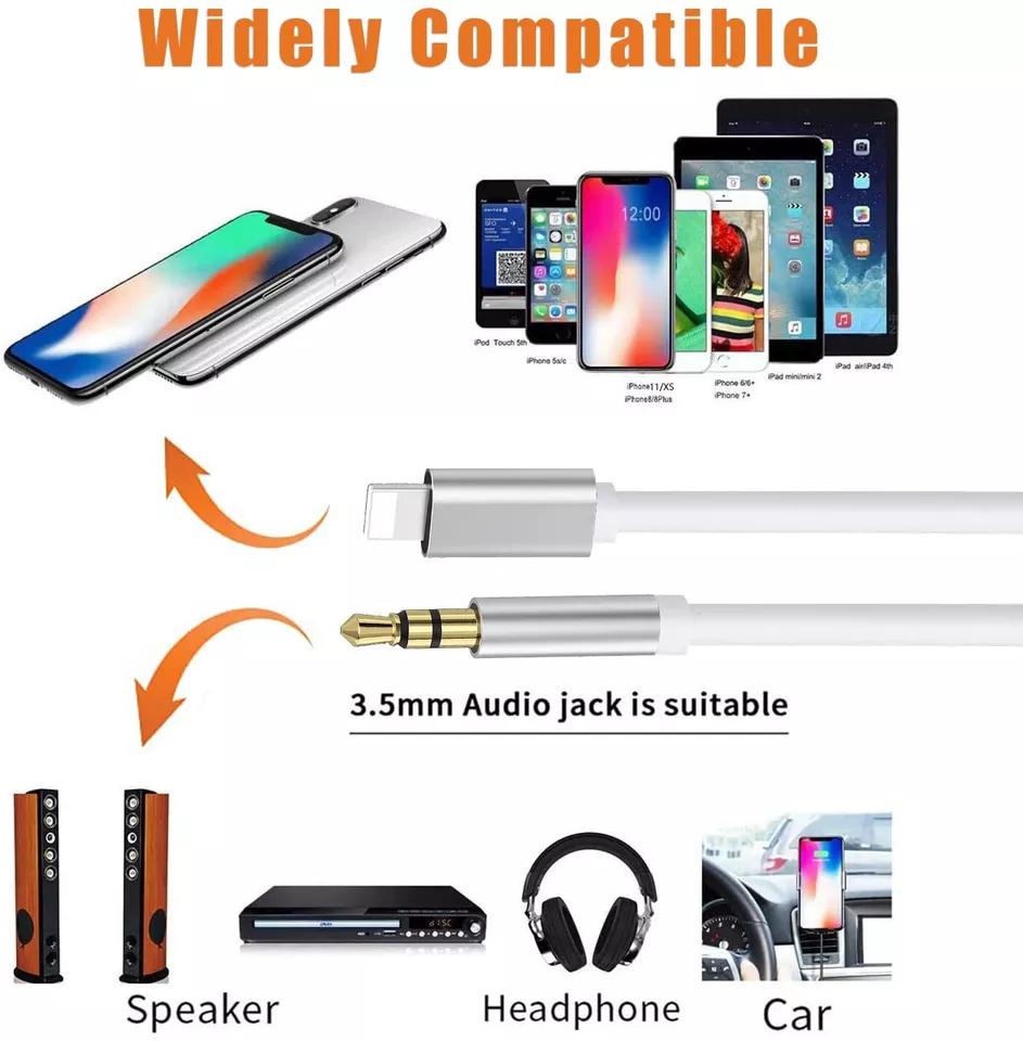 Lightning to AUX Auxiliary Input Cable - Nylon Braided 3.3ft Electronic Cord for iPhone 14/13/12/11/XR/X/8/7 Smartphone, Cellphone, Mobile Device, Plug-in Car Accessory for Stable Connection, 3.3Ft Car Reach, Car Stereo Hookup
