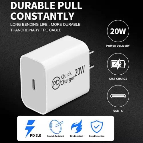 2PC 20W Fast USB-C Wall Charger Block – Rapid PD Charging, Compatible with iPhone 11/12/13/14/15/16 Pro Max, XS/XR/X, iPad Pro, AirPods Pro Android Protection