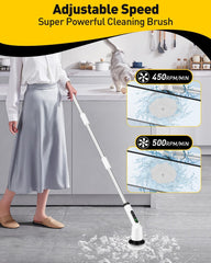 Q2 Pro Electric Spin Scrubber with Two Batteries IPX7 Waterproof Cleaning Brush for Bath, Tub, Tile, Floor & Shower, Durable Household Item