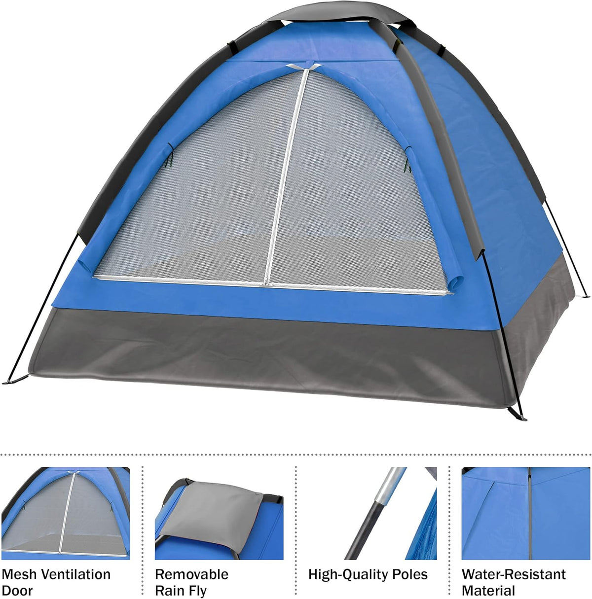ZYLER Freestanding 2-Person Polyester Camping Tent - Waterproof Windproof Shelter, Wear-Resistant, Breathable, Bug Free, Dual-Layer, 2.75lbs, Compact, Easy-Setup with Rain Fly, Carrying Bag for Backpacking, Hiking