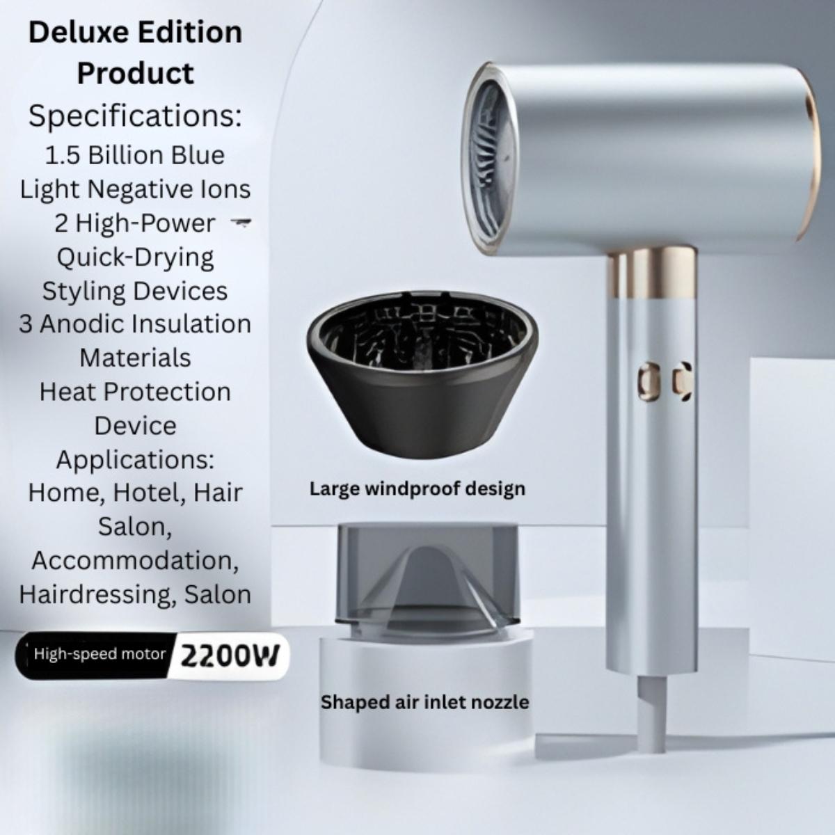ZYLER Professional Hair Dryer, Quiet Ionizer with Heat Protection to Sculpt and Add Shine, Durable ABS Shell with Long Cable, Smoothing
